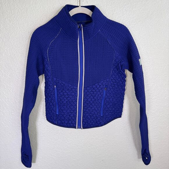 Free People Jackets & Blazers - Free People Smock Show Jacket Womens Small Run Packable Smocked Zip Up Blue NEW